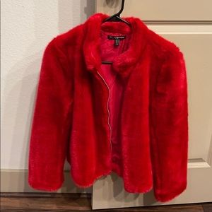 Red Fur Jacket with Zipper